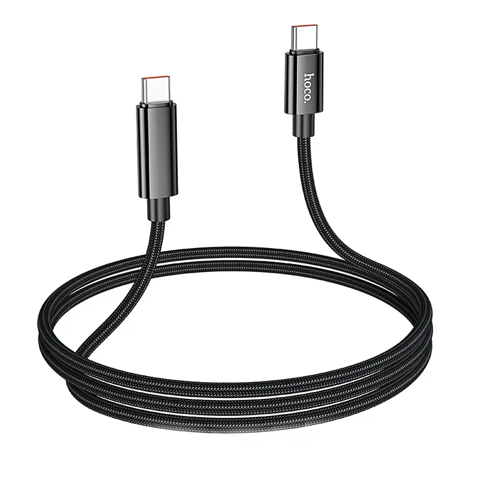 Кабель для зарядки Type C-Type C hoco. модель U125 Benefit, 100Вт, 1 м, с дисплеем, черный - #1