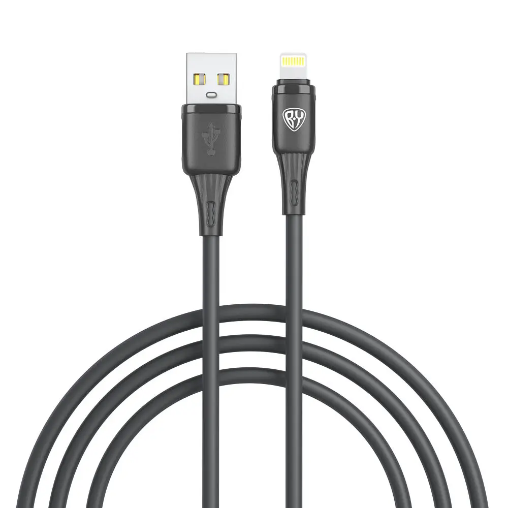 Кабель для зарядки USB(A)-iP BY Twist, 12Вт, 1 м, 2.4A, гибкий силикон, чёрный - #1