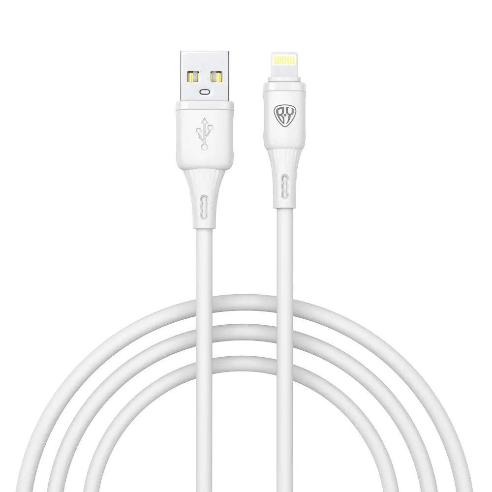 Кабель для зарядки USB(A)-iP BY Twist, 12Вт, 1 м, 2.4A, гибкий силикон, белый - #1