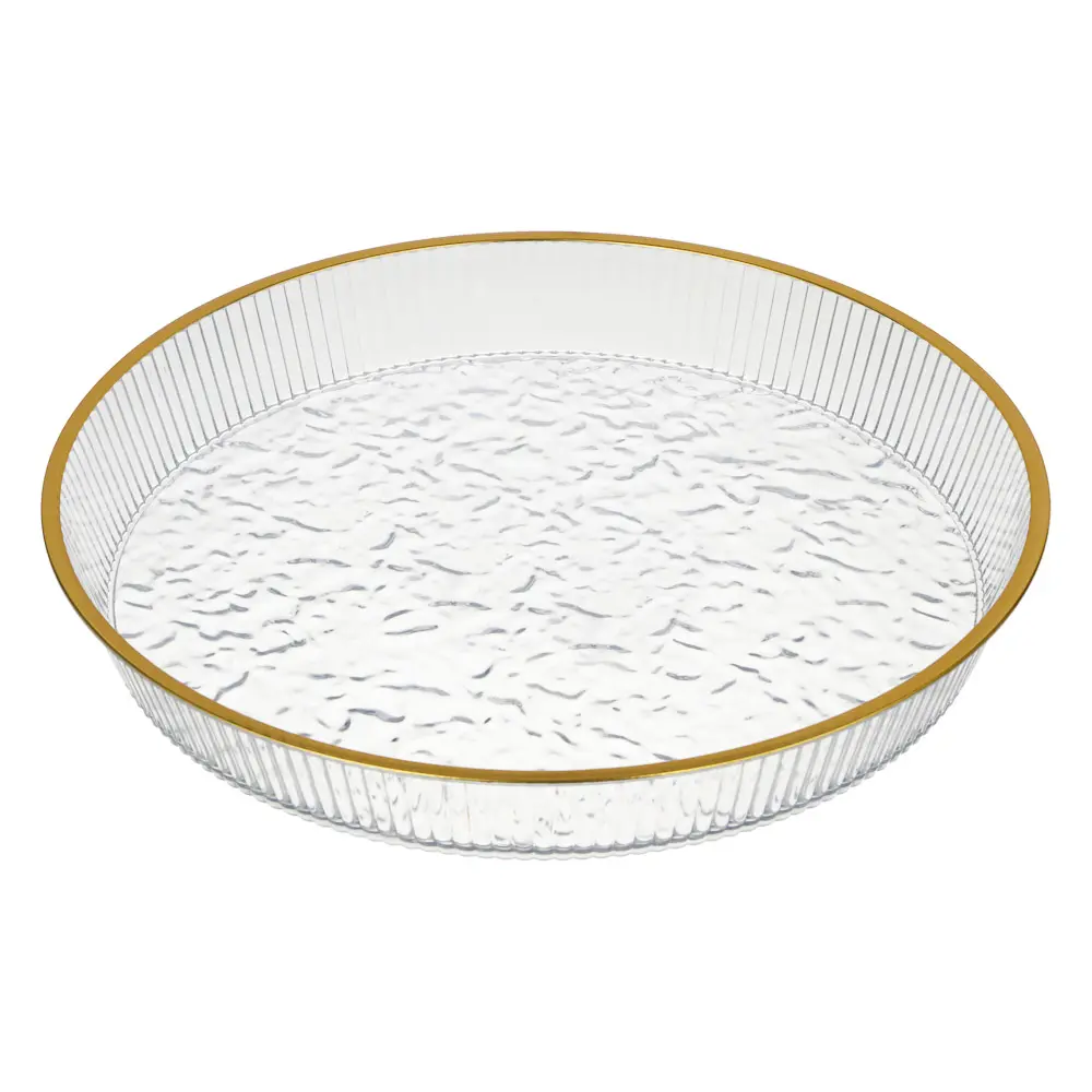 Поднос круглый с золотой каемкой 26,5x23,2x3,7см РЕТ - #1
