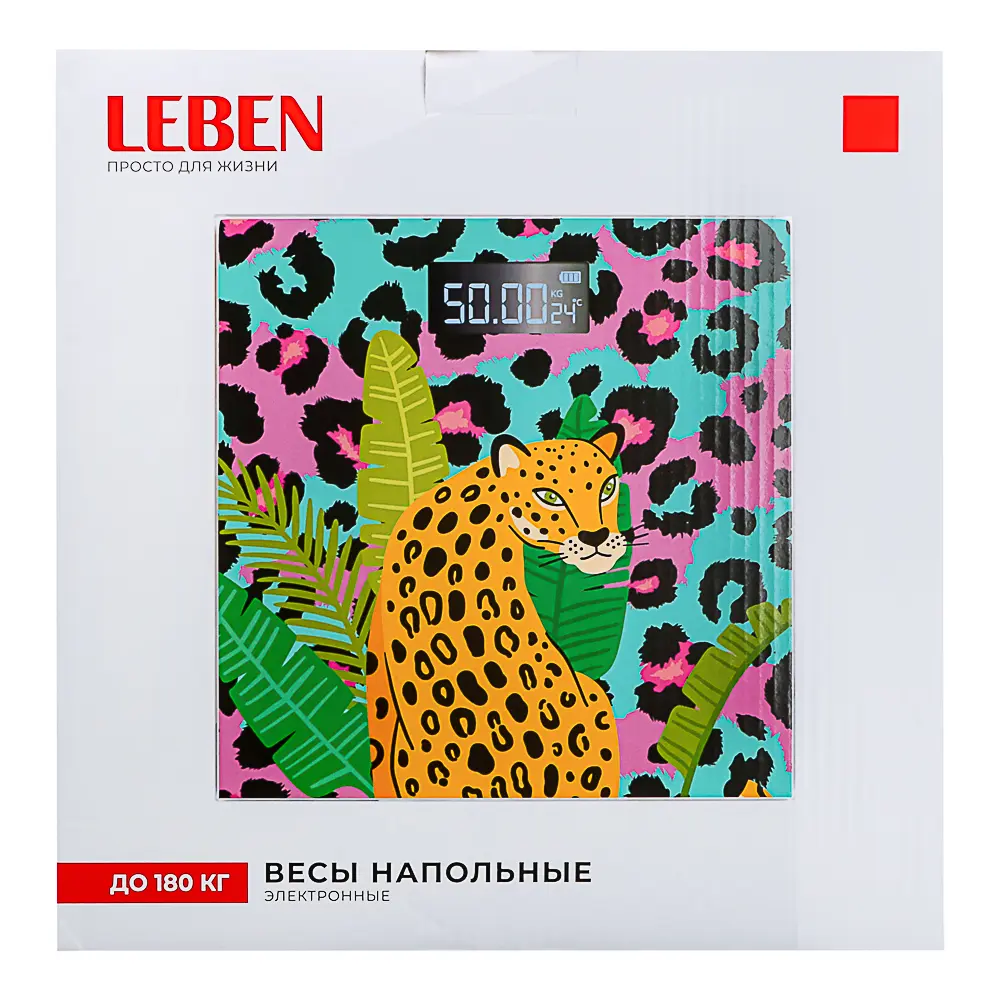 LEBEN Весы напольные электронные Modern Style, ЖК-дисплей, макс. нагр. до 180кг, 26х26 см - #6