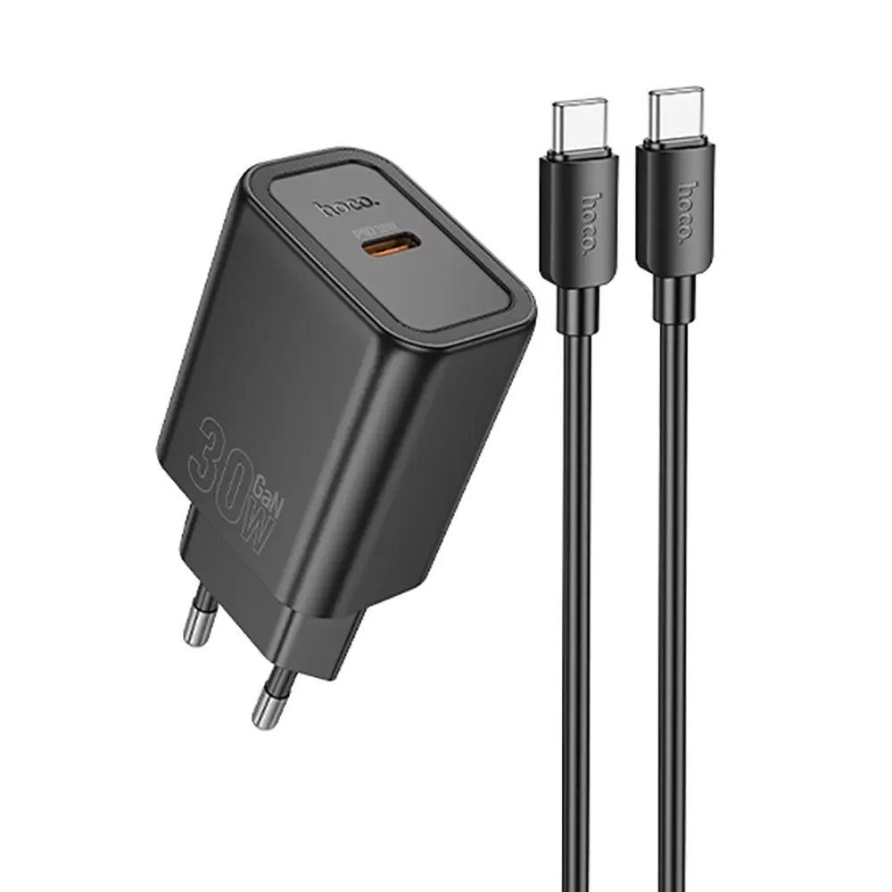 Комплект СЗУ hoco. модель N62, USB-C, PD30Вт, каб. C-C, черный - #1