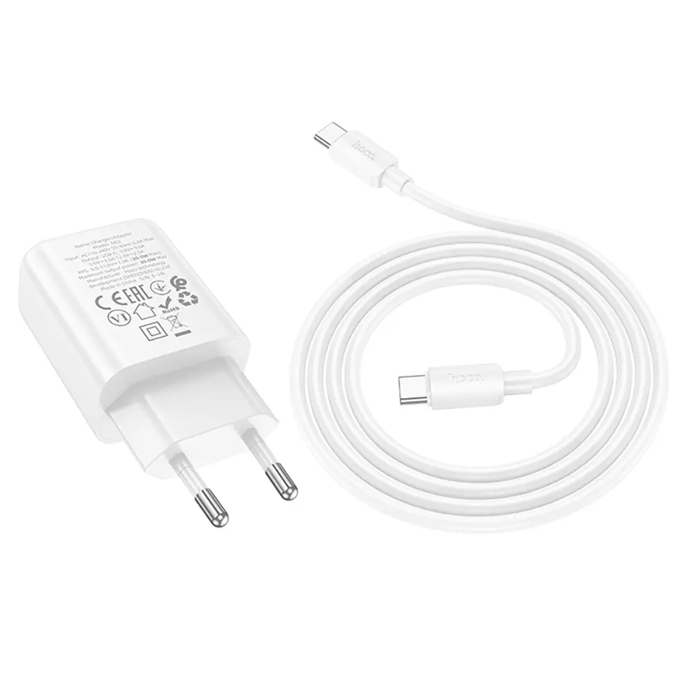 Комплект СЗУ hoco. модель N62, USB-C, PD30Вт, каб. C-C, белый - #5
