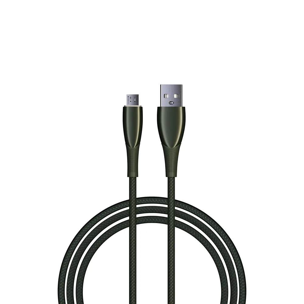 Кабель для зарядки USB(A)-microUSB BY Сириус, 1м, 3А, Быстрая зарядка QC3.0, штекер металл, зеленый - #1