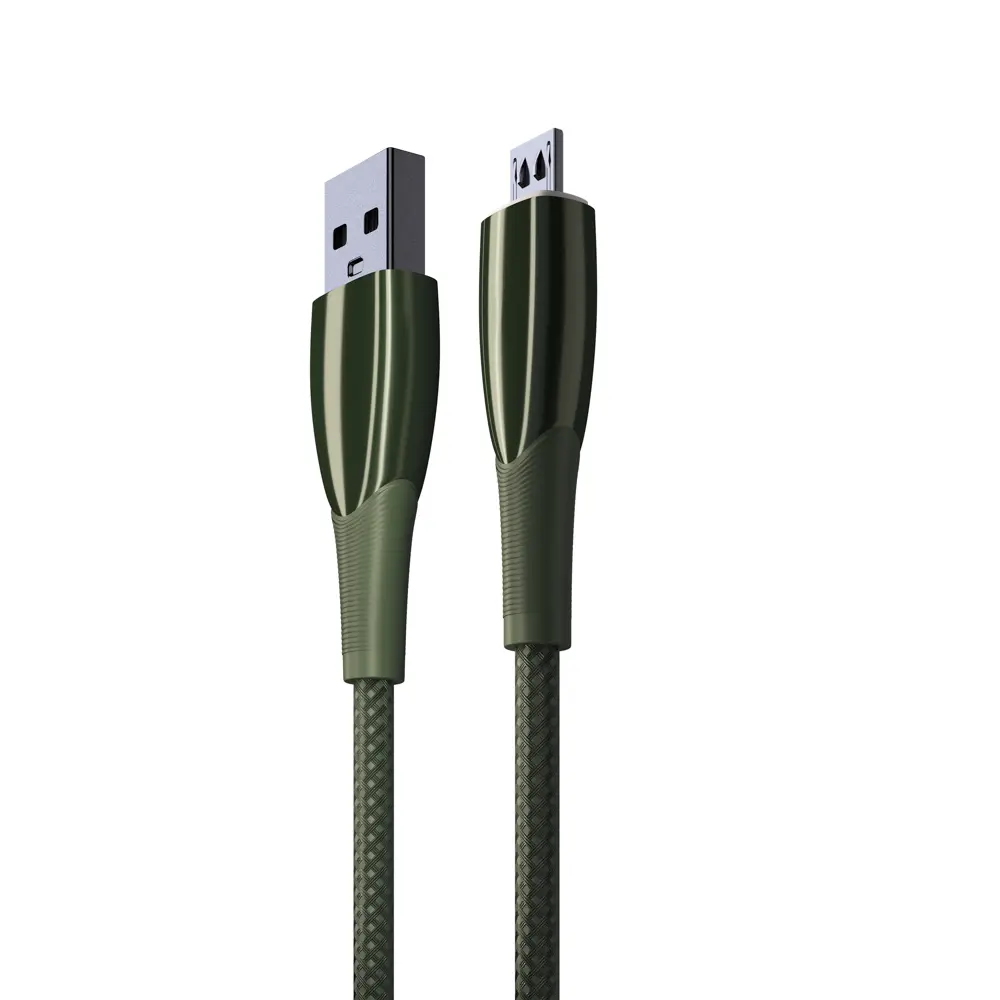 Кабель для зарядки USB(A)-microUSB BY Сириус, 1м, 3А, Быстрая зарядка QC3.0, штекер металл, зеленый - #3