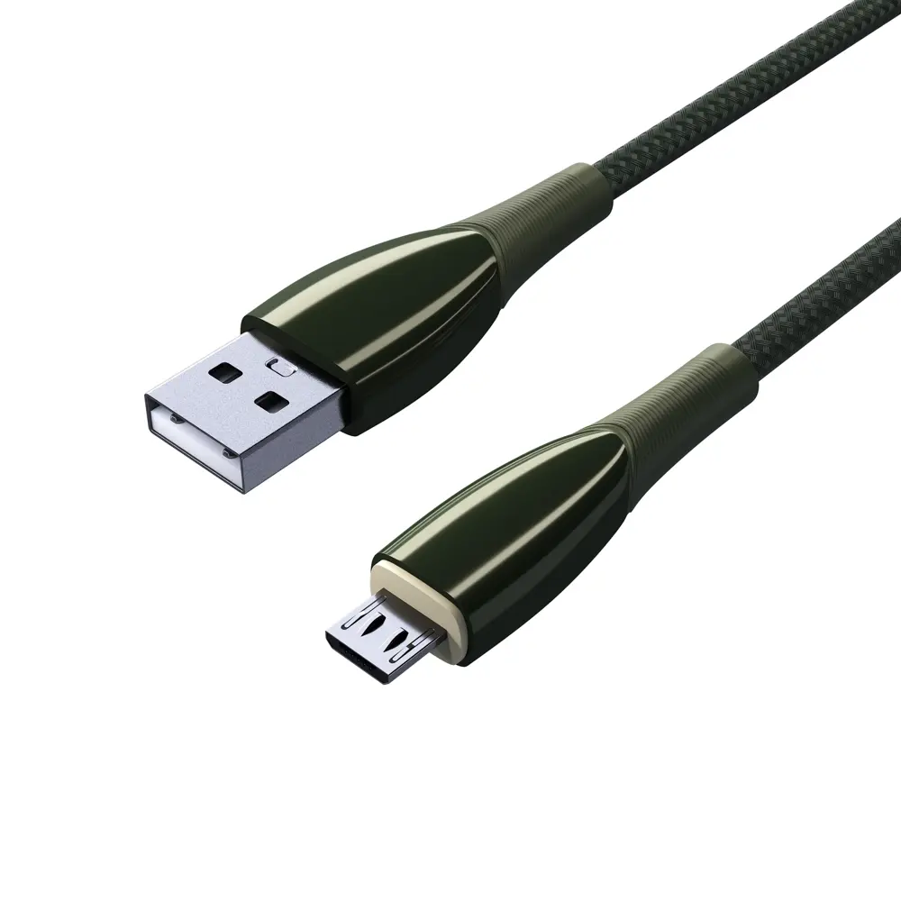 Кабель для зарядки USB(A)-microUSB BY Сириус, 1м, 3А, Быстрая зарядка QC3.0, штекер металл, зеленый - #4