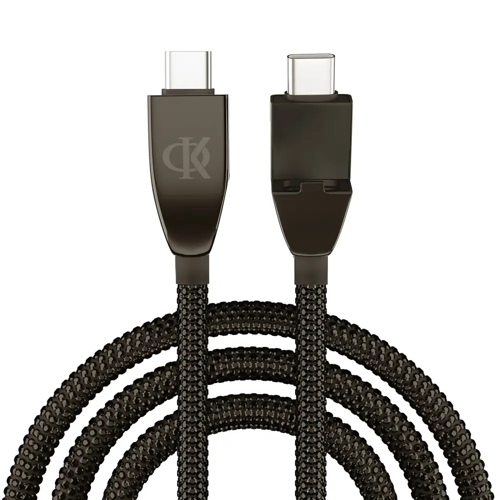 BY Ф.Киркоров Кабель для зарядки КРИСТАЛЛЫ Type-C-Type-C, 1м, Быстрая зарядка 3А, QC, PD 65W, черный - #1