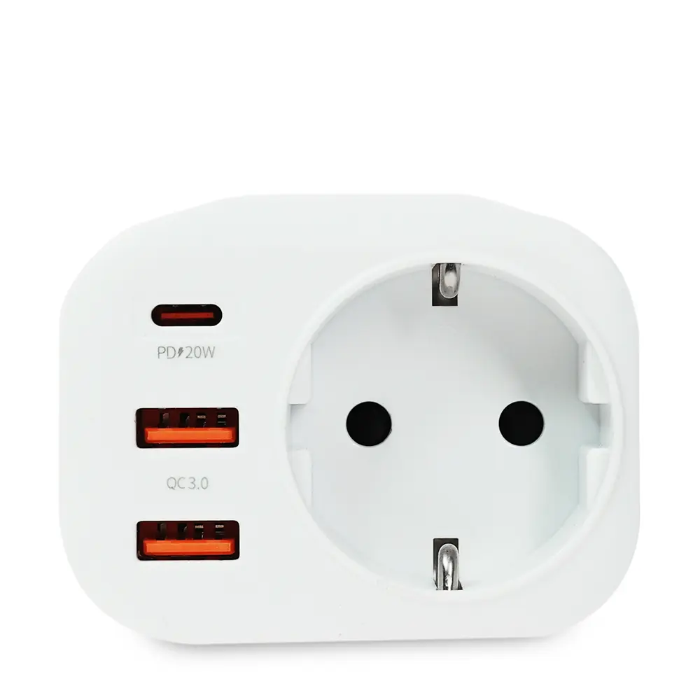 Разветвитель 1 гнездо BY, 2xUSB-A QC3.0, USB-C PD, 3.4А, 16А, 4000Вт - #1