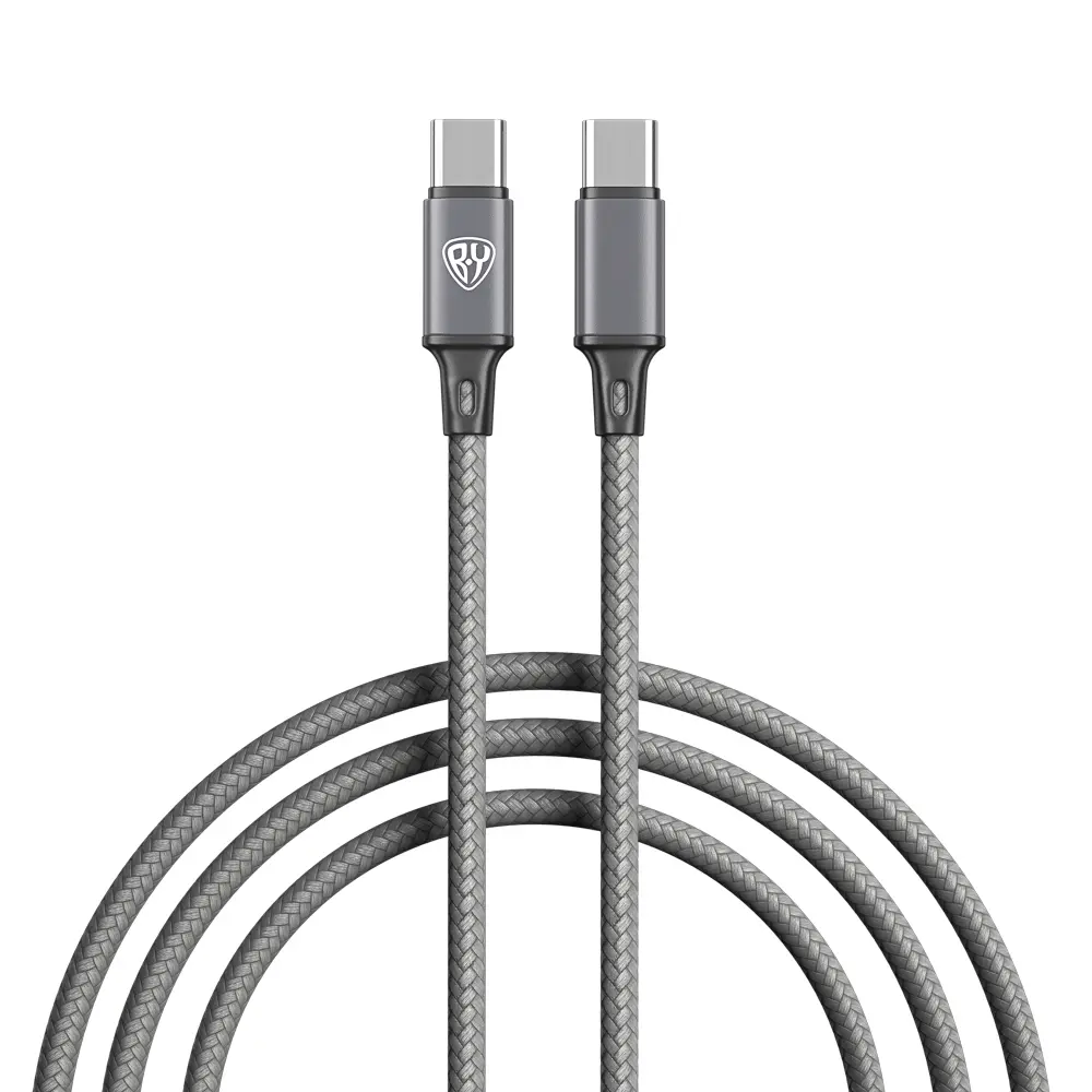 Кабель для зарядки Type C-Type C BY Solid, 60Вт, 1 м, 5A, нейлон, мет. кон., графитовый - #1