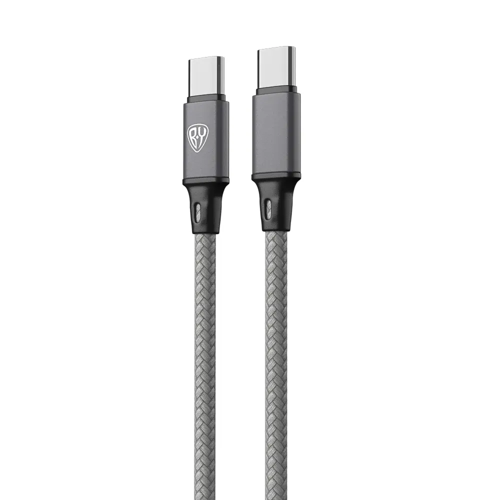Кабель для зарядки Type C-Type C BY Solid, 60Вт, 1 м, 5A, нейлон, мет. кон., графитовый - #3