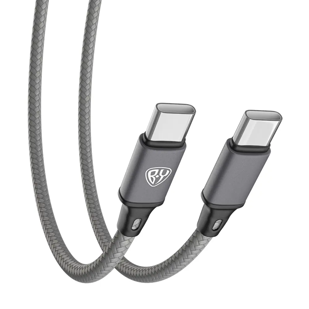 Кабель для зарядки Type C-Type C BY Solid, 60Вт, 1 м, 5A, нейлон, мет. кон., графитовый - #5