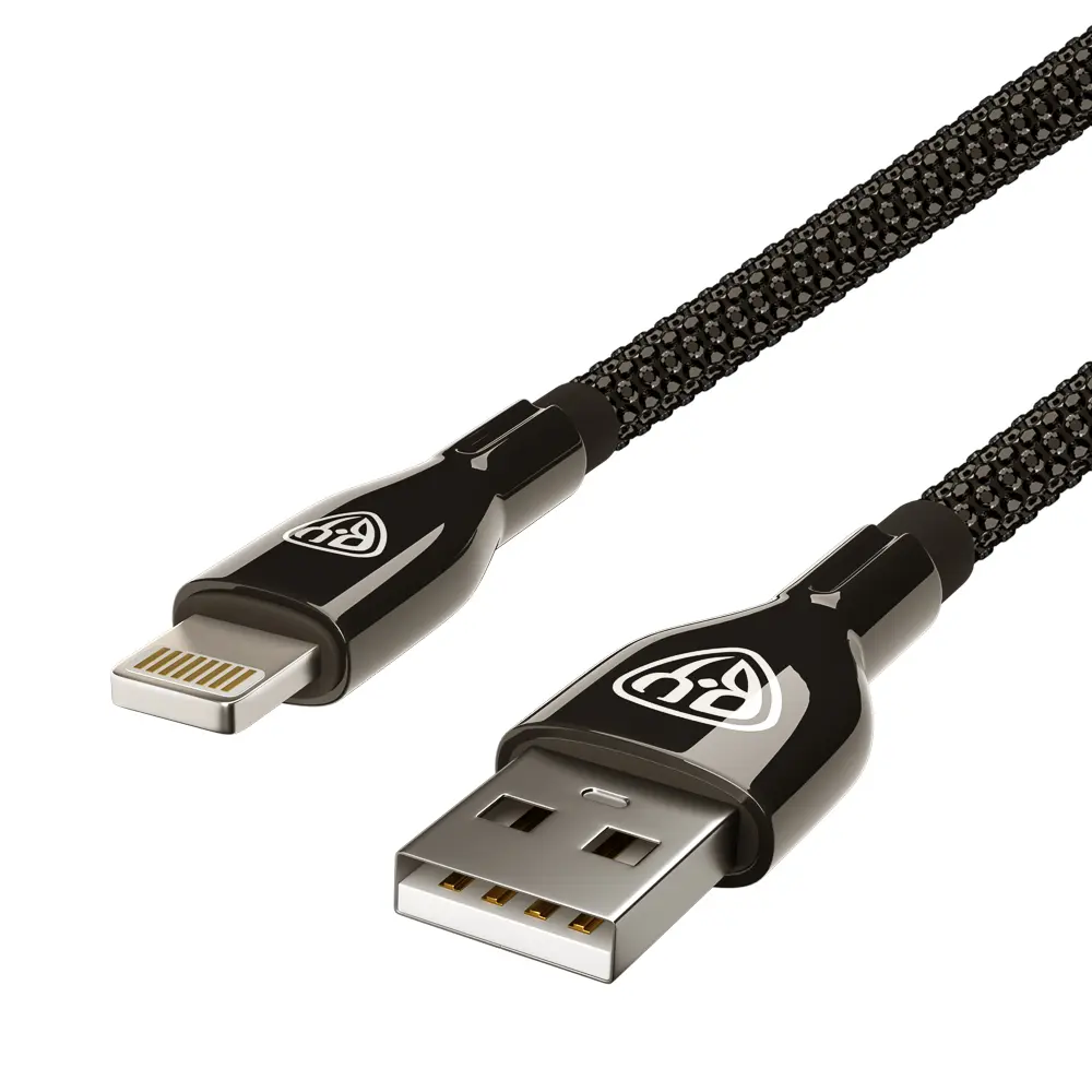 Кабель для зарядки USB(A)-iP BY КРИСТАЛЛЫ, 1м, Быстрая зарядка 2.4А, 12Вт, черный - #4