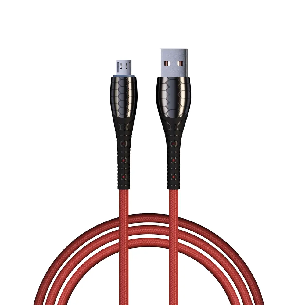 Кабель для зарядки USB(A)-microUSB BY Богатырь, 1м, Быстрая зарядка QC3.0, штекер металл, красный - #1