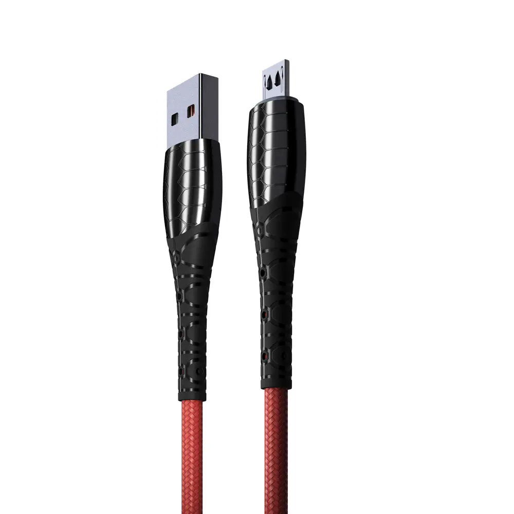 Кабель для зарядки USB(A)-microUSB BY Богатырь, 1м, Быстрая зарядка QC3.0, штекер металл, красный - #3