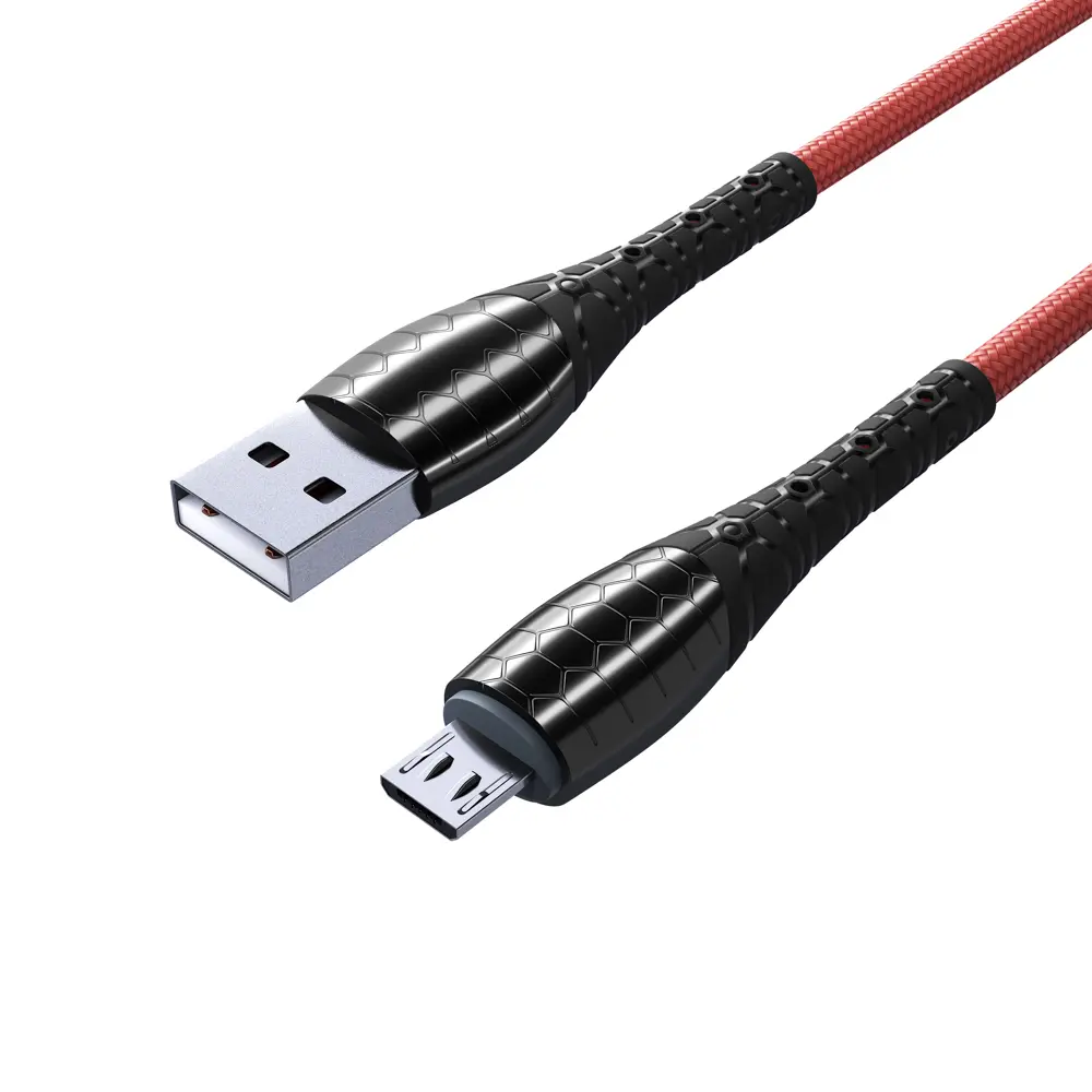 Кабель для зарядки USB(A)-microUSB BY Богатырь, 1м, Быстрая зарядка QC3.0, штекер металл, красный - #4