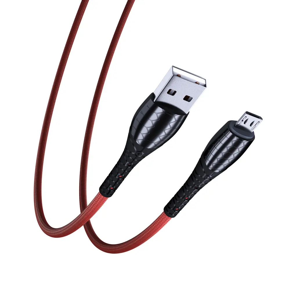 Кабель для зарядки USB(A)-microUSB BY Богатырь, 1м, Быстрая зарядка QC3.0, штекер металл, красный - #5