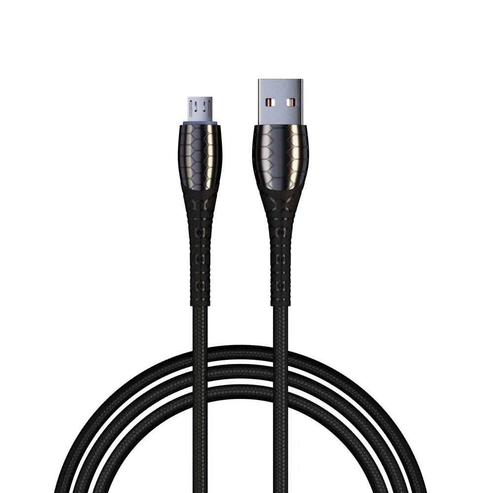 Кабель для зарядки USB(A)-microUSB BY Богатырь, 1м, Быстрая зарядка QC3.0, штекер металл, черный - #1
