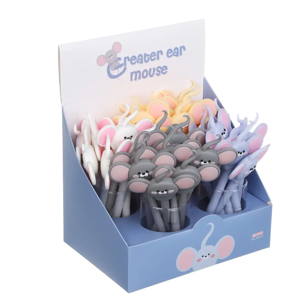 Ручка гелевая синяя "Мышки", силиконовый корпус, 4 вида, шоу-бокс - #7