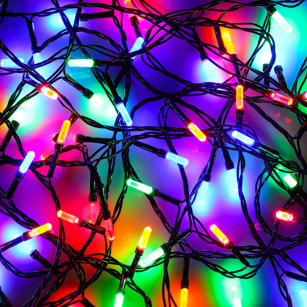 СНОУ БУМ Гирлянда эл. вьюн 9м, 100 LED-призма, яркий мульти, 8 реж, ПВХ черный, 220В - #1