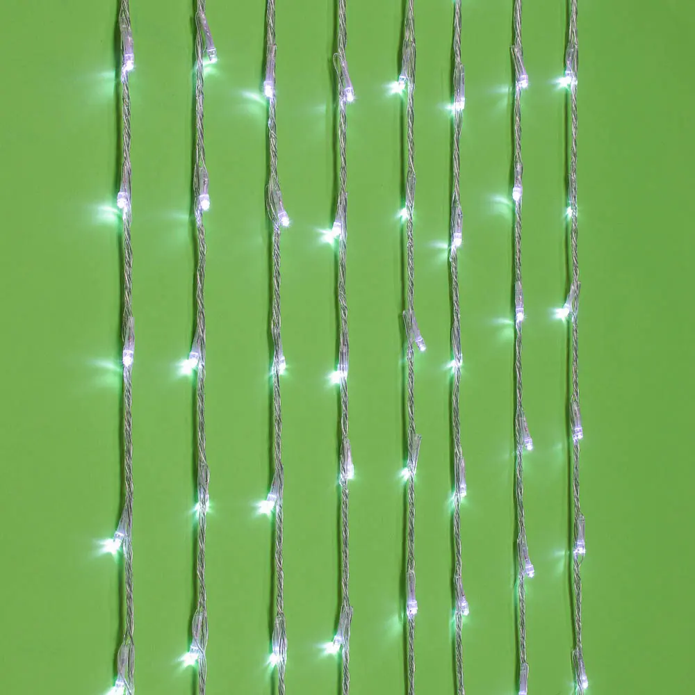СНОУ БУМ Гирлянда эл. бахрома 2,5х0,6м, 128LED*белый, эффект водопада, 8 реж, пп, коннектор, 220В - #1