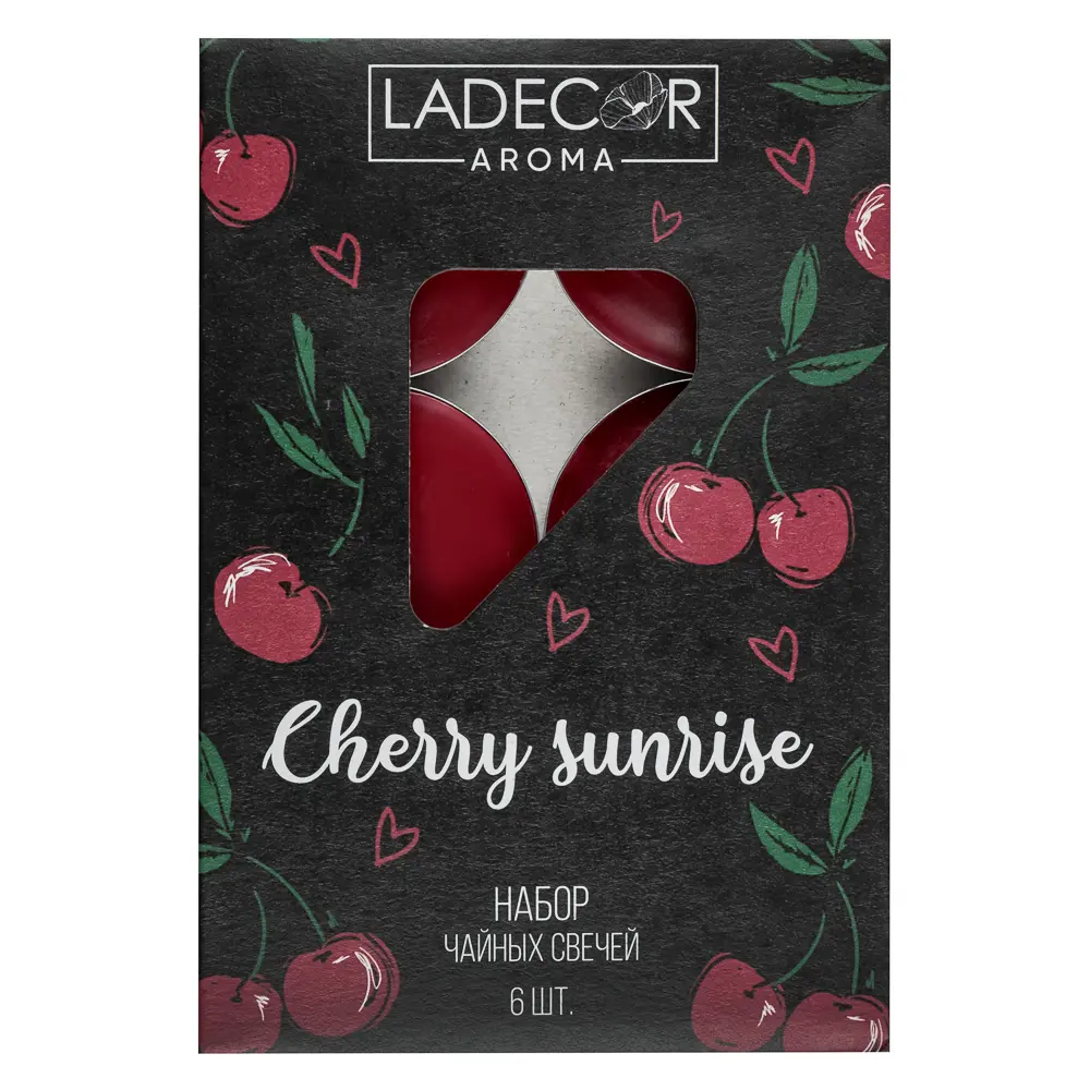 LADECOR Набор свечей чайных ароматических, 6шт, парафин, аромат вишня - #5