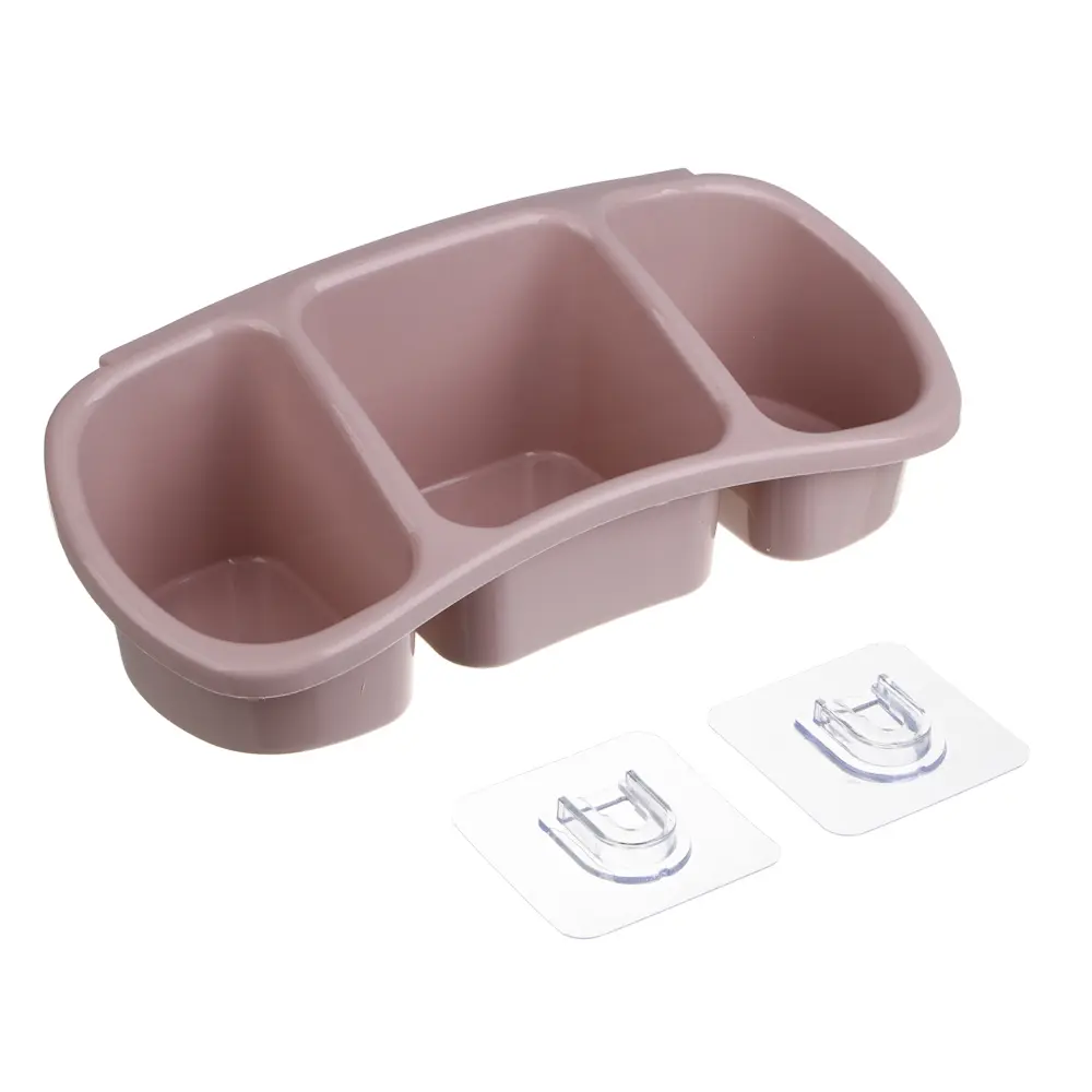 VETTA Classic Полка настенная, три отделения, пластик, 28x12,5x8,5 см, пудровый - #2