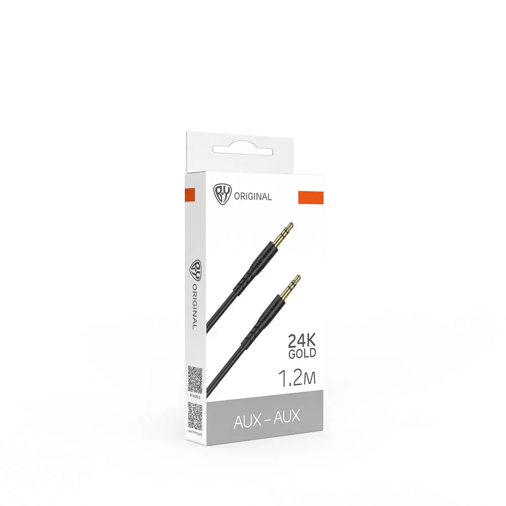 Аудиокабель AUX-AUX 3.5мм mini jack BY Base, 1.2м, позолоченный, PVC, черный - #2