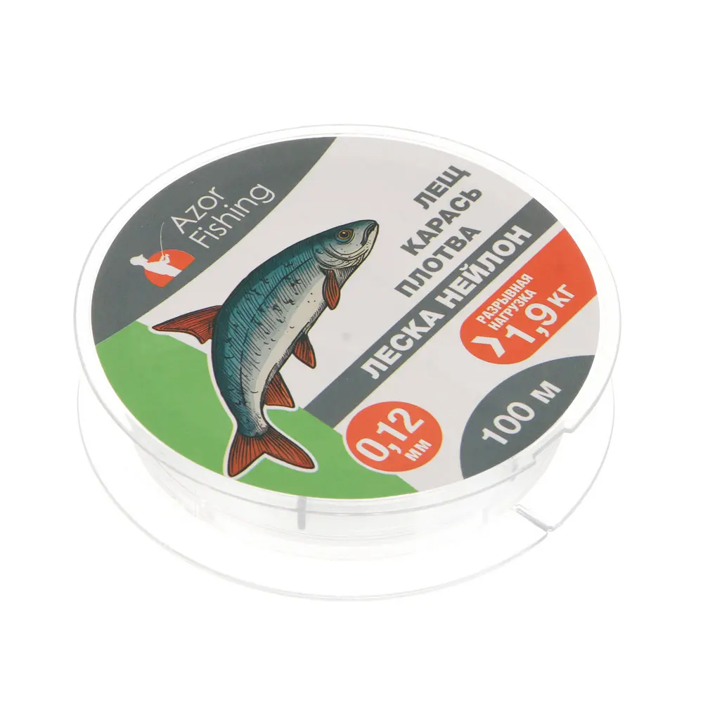 Леска "Лещ, Карась, Плотва" тм AZOR FISHING, нейлон, 100м, 0,12мм, 1,9кг,прозрачный - #3