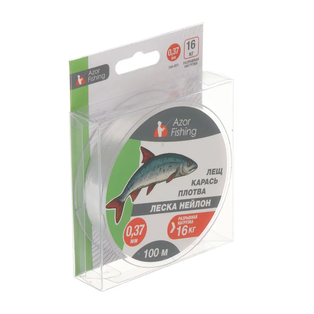 Леска "Лещ, Карась, Плотва" тм AZOR FISHING, нейлон, 100м, 0,37мм, 16,0кг, прозрачный - #5
