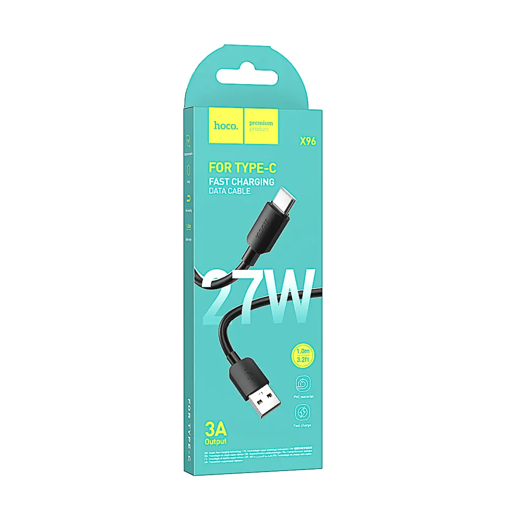 Кабель для зарядки USB(A)-Type C hoco. модель X96 Hyper, 27Вт, 1 м, черный - #2