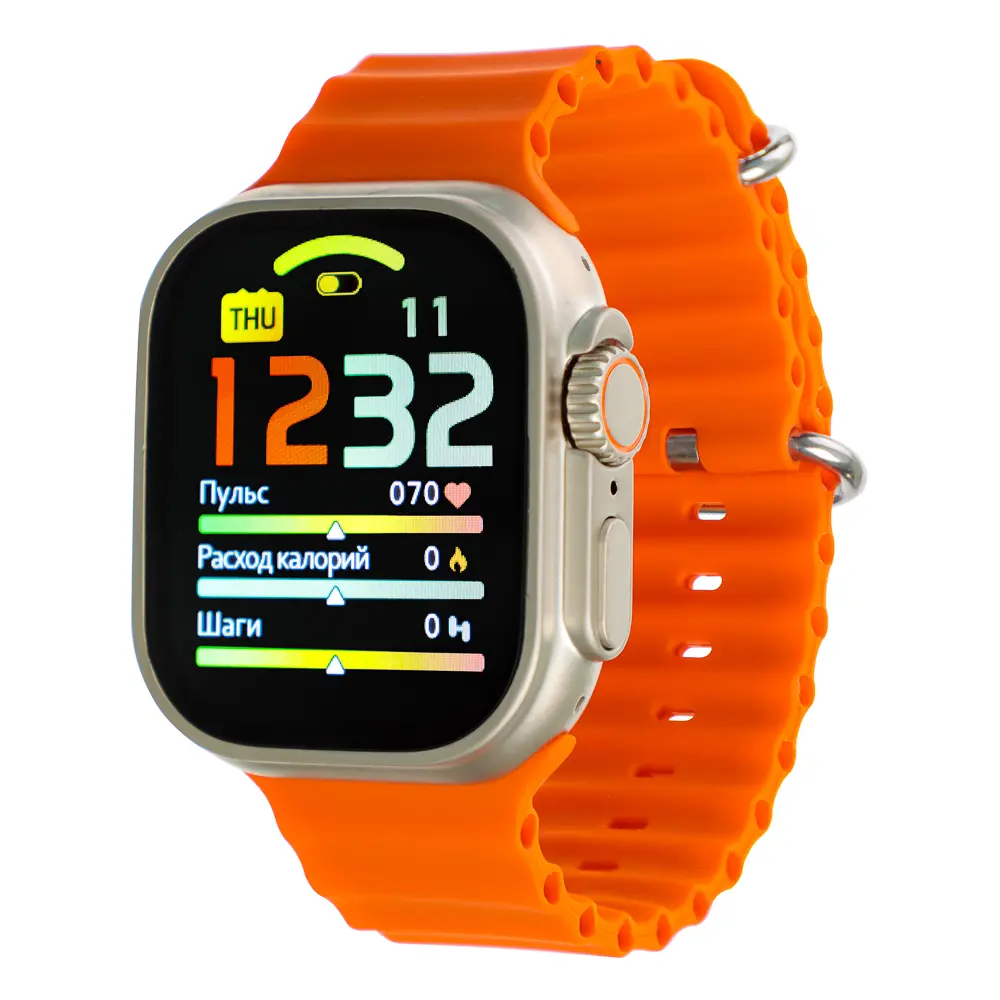 Смарт-часы BY Space Ultra watch, IP65, BT5.0, 200 мАч, 2.01", металл, оранжевый - #6