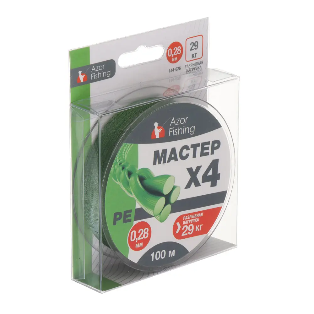 Леска плетеная "PE Мастер" тм AZOR FISHING, 100м, 0,28мм, 29,0кг, зеленая - #5