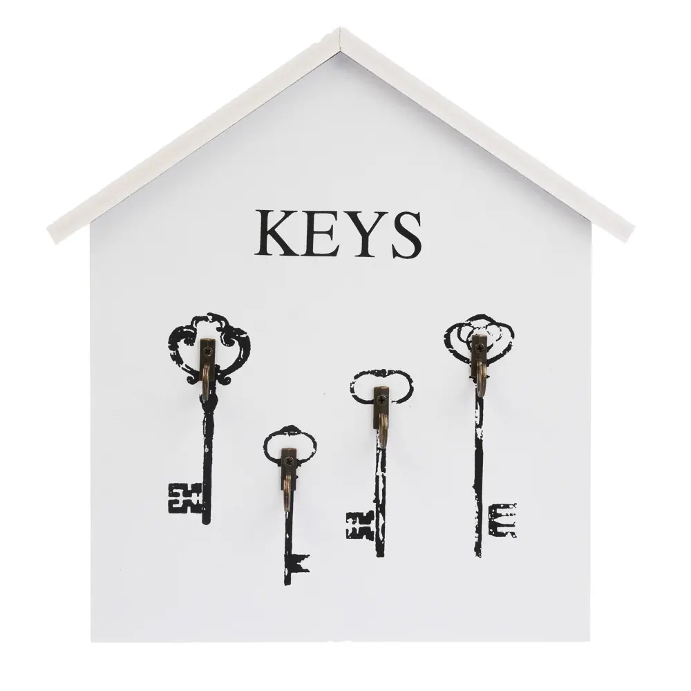 Ключница открытого типа KEYS на 4 крючка, 27х27х3 см, МДФ, металл - #1