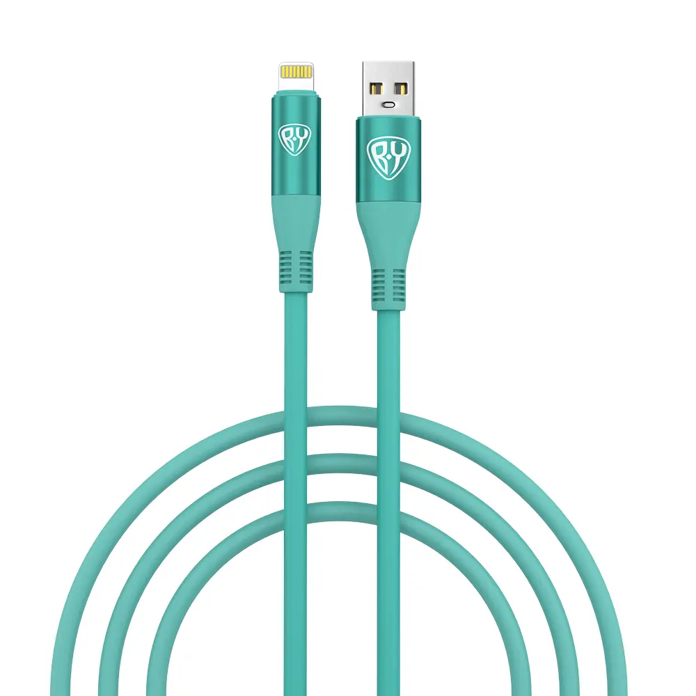 Кабель для зарядки USB(A)-iP BY Flexi, 1 м, 2.4А, Быстрая зарядка, бирюзовый - #1