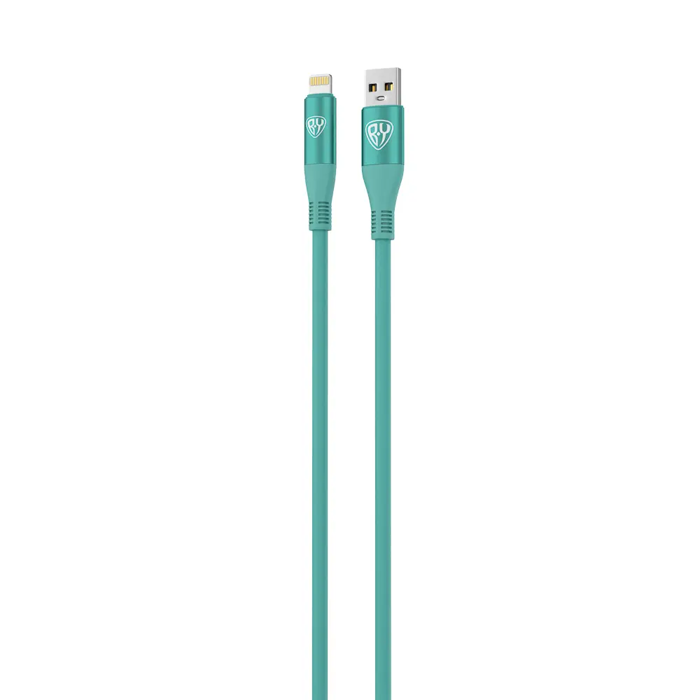 Кабель для зарядки USB(A)-iP BY Flexi, 1 м, 2.4А, Быстрая зарядка, бирюзовый - #3