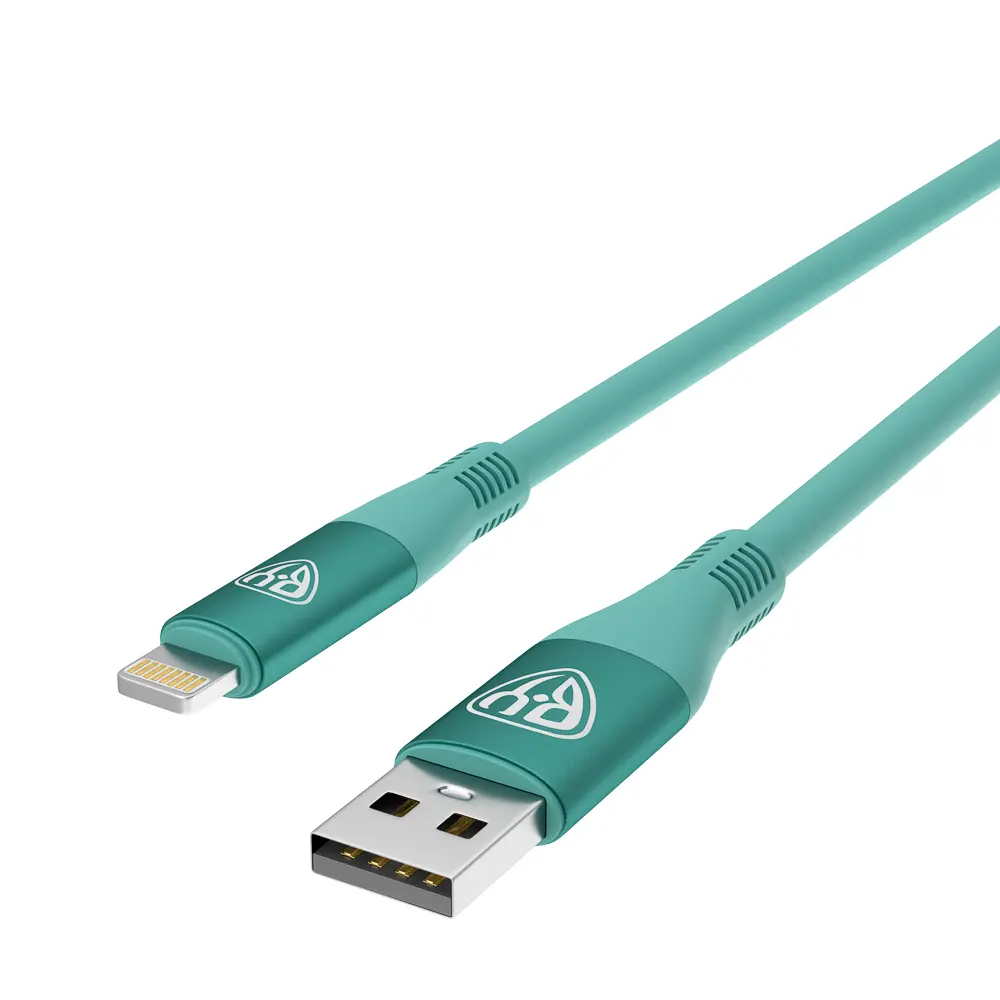 Кабель для зарядки USB(A)-iP BY Flexi, 1 м, 2.4А, Быстрая зарядка, бирюзовый - #4