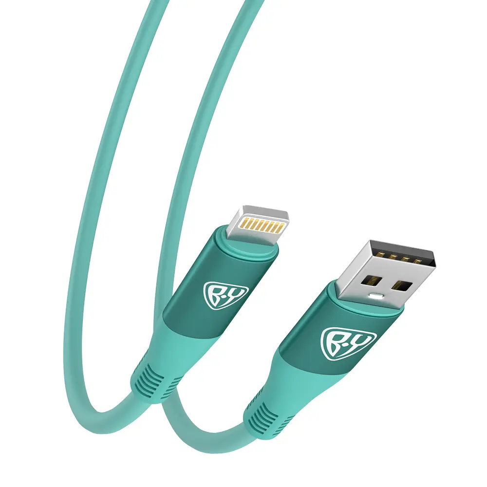 Кабель для зарядки USB(A)-iP BY Flexi, 1 м, 2.4А, Быстрая зарядка, бирюзовый - #5