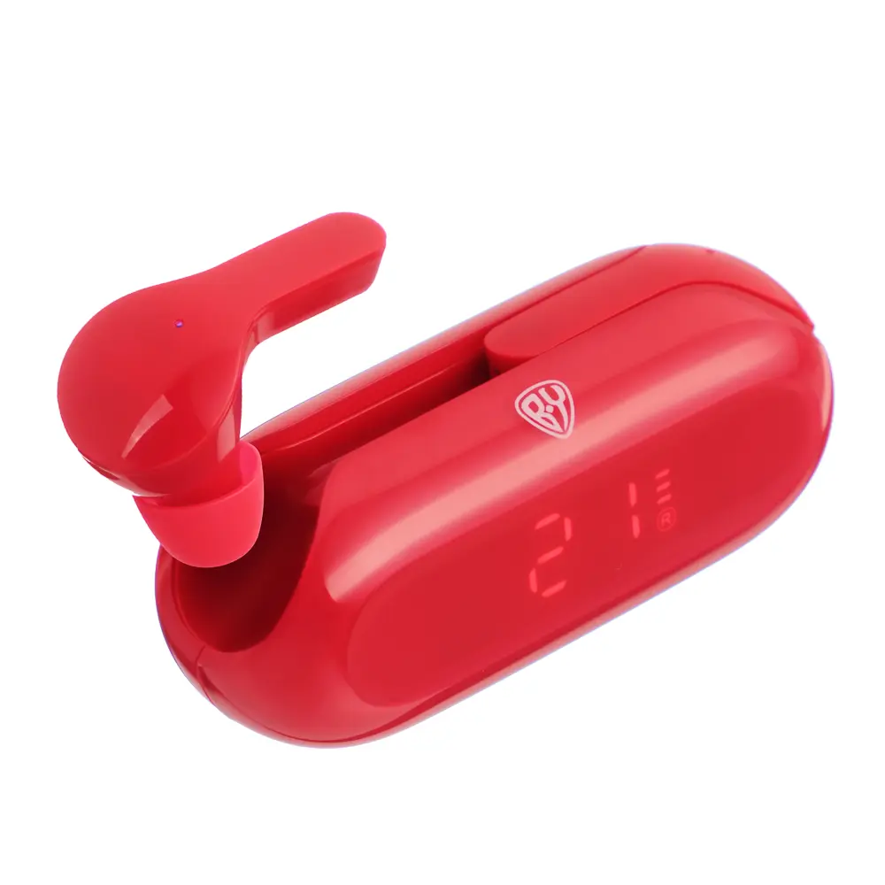 Наушники беспроводные TWS BY COLOR, 30/300мАч, BT5.1, индикатор заряда, красный - #3