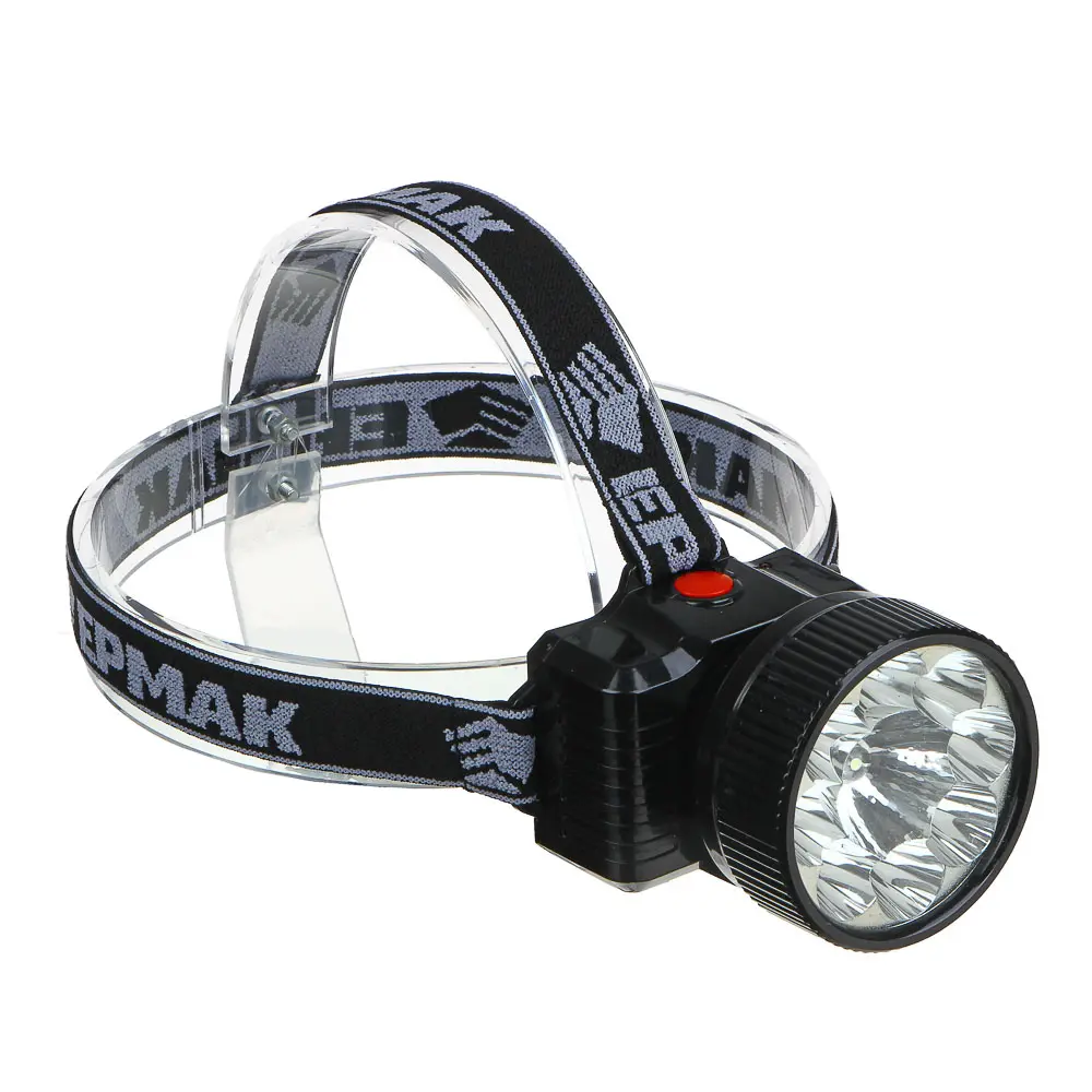 Фонарь налобный тм ЕРМАК, аккумуляторный, 8 ярк.+ 0,5 Вт LED, вилка 220В, 8,8x7,4х8,5см - #1