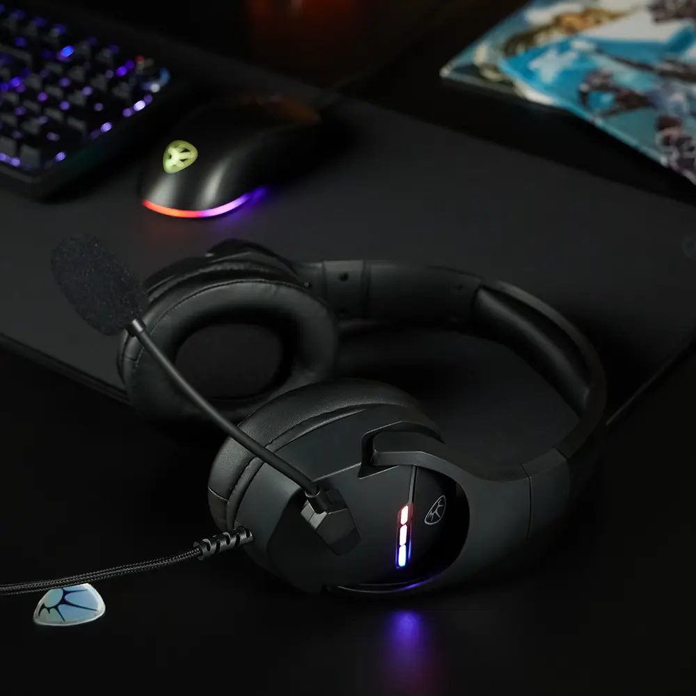 Наушники проводные с микрофоном игровые BY Dzingasa USB 3,2 м, VS7.1, настраиваемая RGB подсветка - #12