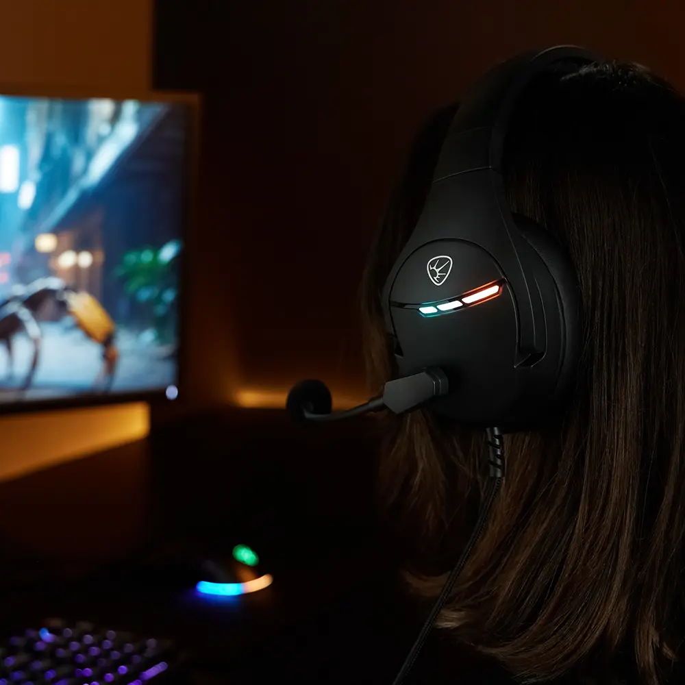 Наушники проводные с микрофоном игровые BY Dzingasa USB 3,2 м, VS7.1, настраиваемая RGB подсветка - #15