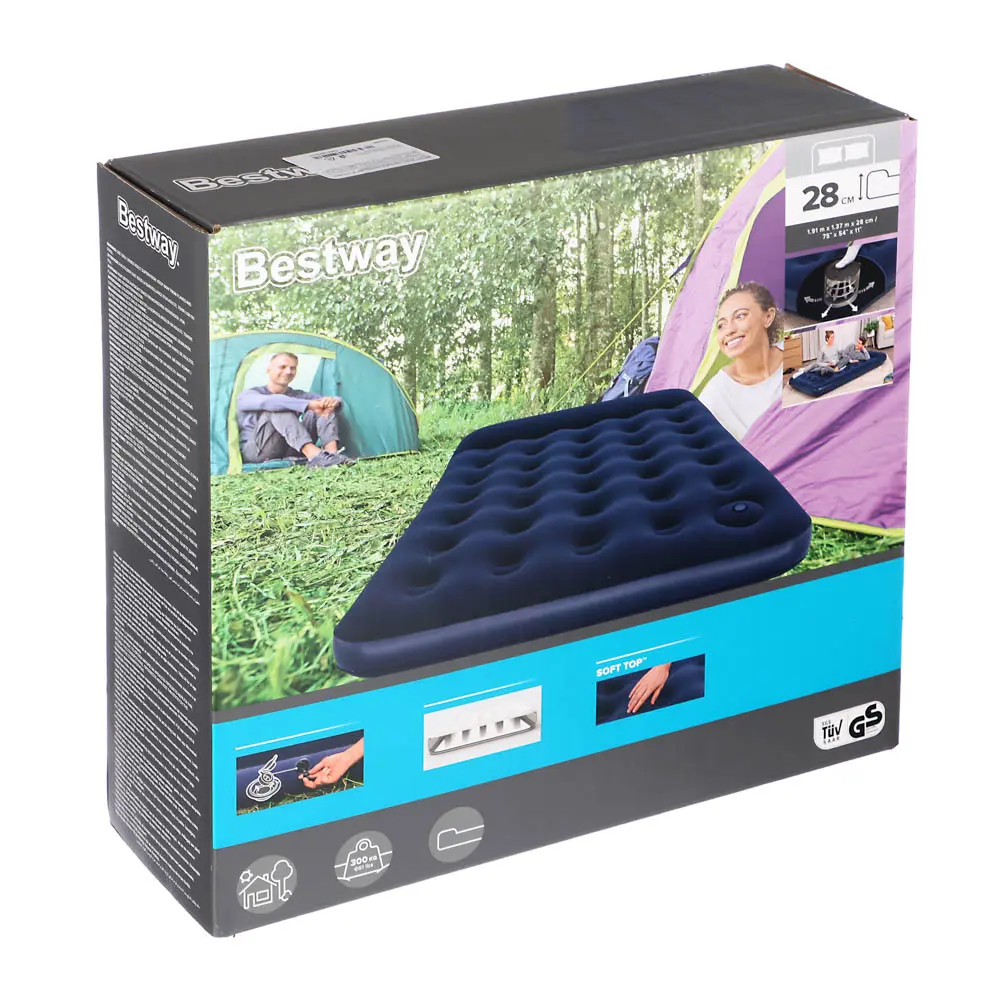 BESTWAY Матрас надувной EASY INFLATE с подголовником, встр.ножн.насос, 191x137x22см, до 300кг, 67225 - #6