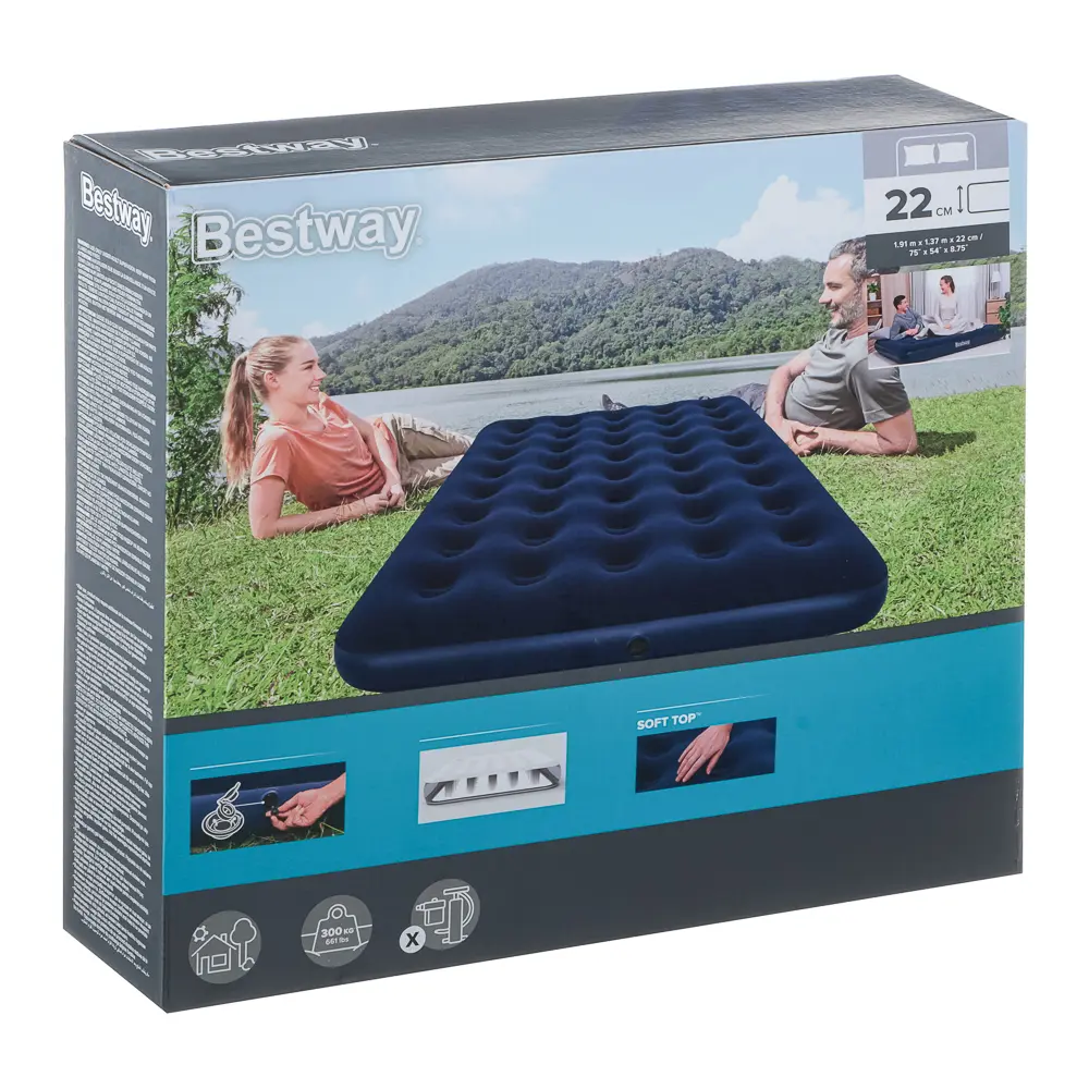 BESTWAY Матрас надувной FLOCKED AIR, 191х137х22см, до 300кг, 67002 - #8