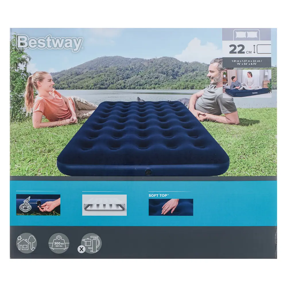 BESTWAY Матрас надувной FLOCKED AIR, 191х137х22см, до 300кг, 67002 - #9