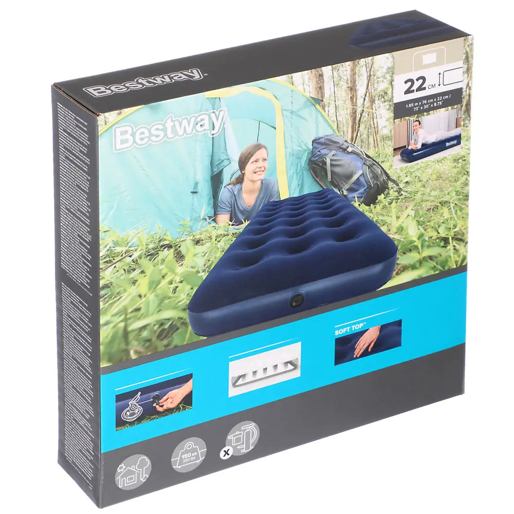 BESTWAY Матрас надувной FLOCKED AIR, 185х76х22см, до 150кг, 67000 - #5