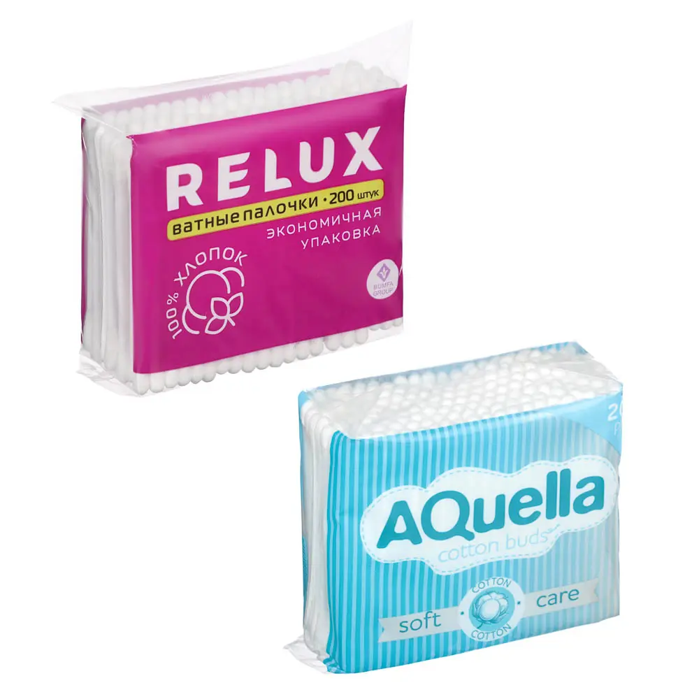 Ватные палочки AQUELLA/RELUX, п/э пакет, 200шт - #1