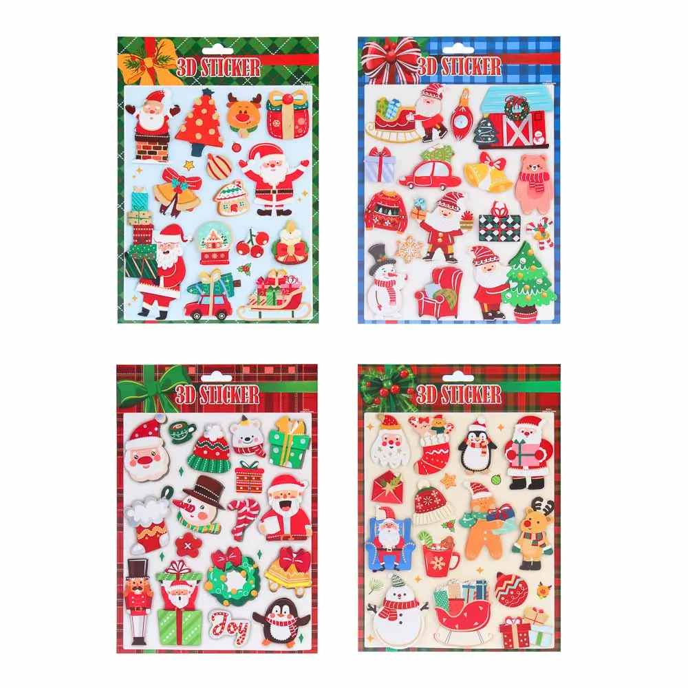 Наклейки объемные тм СНОУ БУМ Новый год, 26х18см 4диз, пластик - #1
