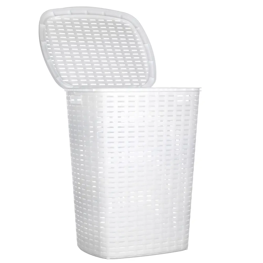 Корзина для белья с откидной крышкой, 50 л, 43х35х53 см, пластик, белый - #2