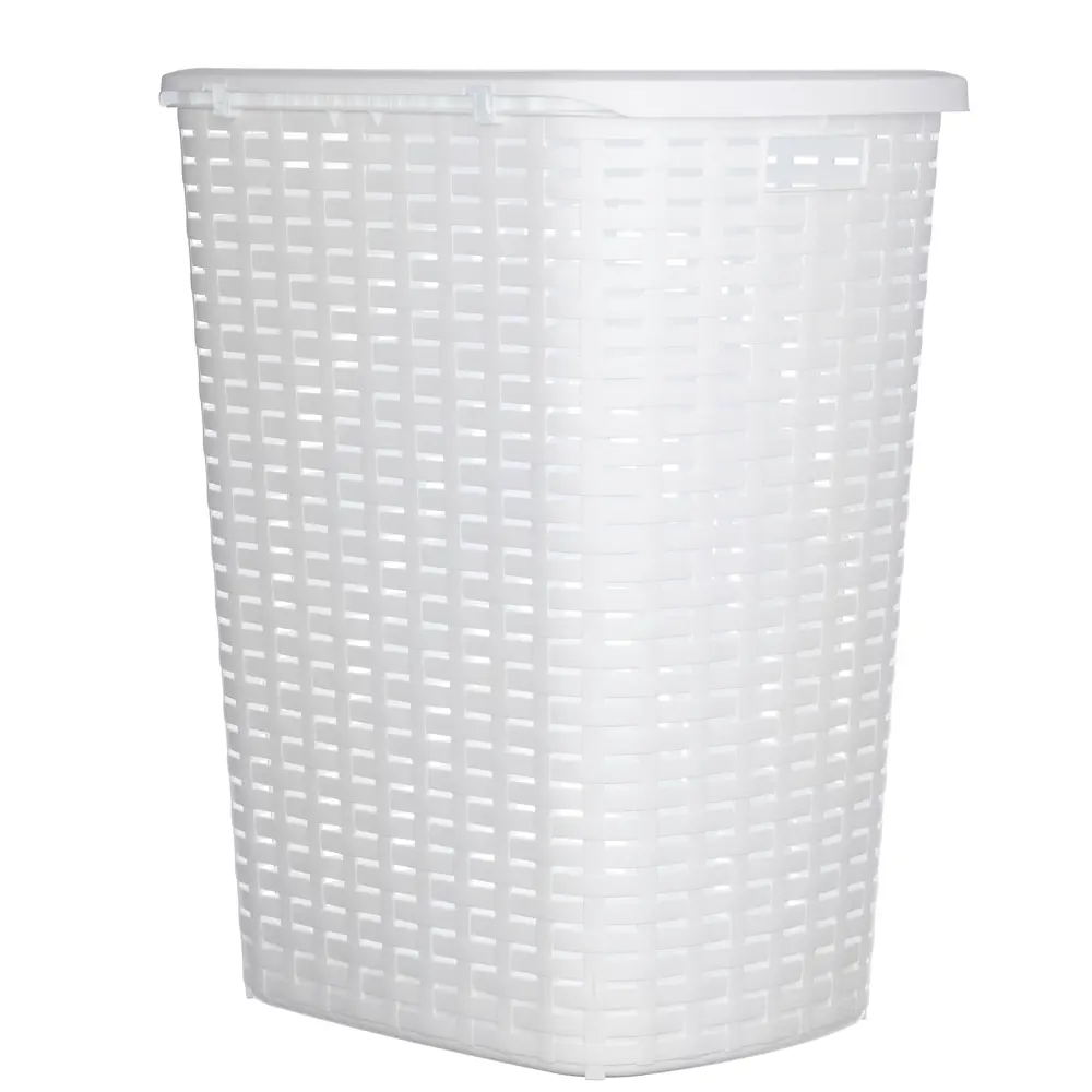 Корзина для белья с откидной крышкой, 50 л, 43х35х53 см, пластик, белый - #6