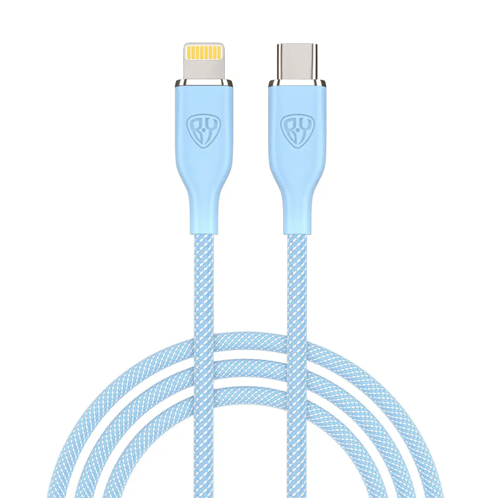 Кабель для зарядки Type C-iP BY Elite, 2.4А, 1м, 22Вт, Быстрая зарядка, голубой - #1